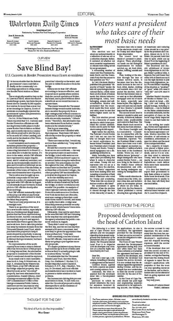 Editorial: Save Blind Bay! U.S. Customs & Border Protection must listen to residents